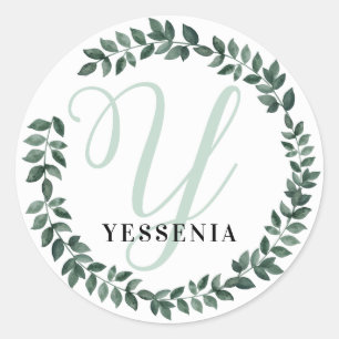 Letter Y Monogram Aangepaste Naam Minimalistische Ronde Sticker