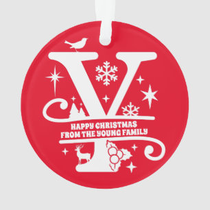Letter Y Monogram Initiaal Familienaam Greeting Ornament