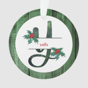*~* Letter Y Rustic Kerstfeestdag AP44 Ornament