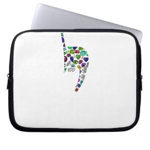 Letter 'YOD' gemaakt met Pareltjes in alle kleuren Laptop Sleeve