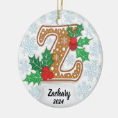 Letter Z Aangepaste naam Monogram Kerstmis Keramisch Ornament (Links)
