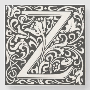 Letter Z art nouveau black en white Tegel Stenen Onderzetter