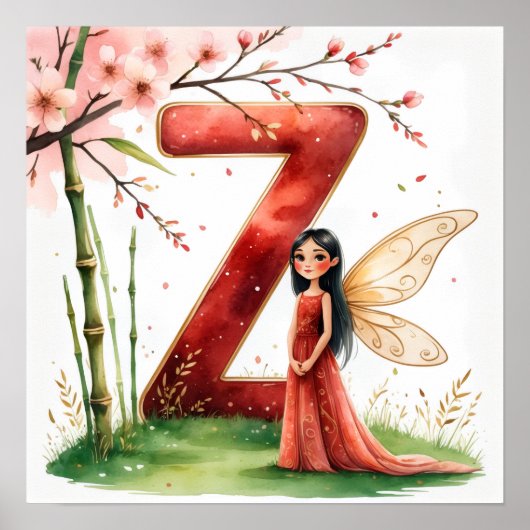 Letter Z Bamboo Fairy Poster -Chinese Alphabet Art (Voorkant)