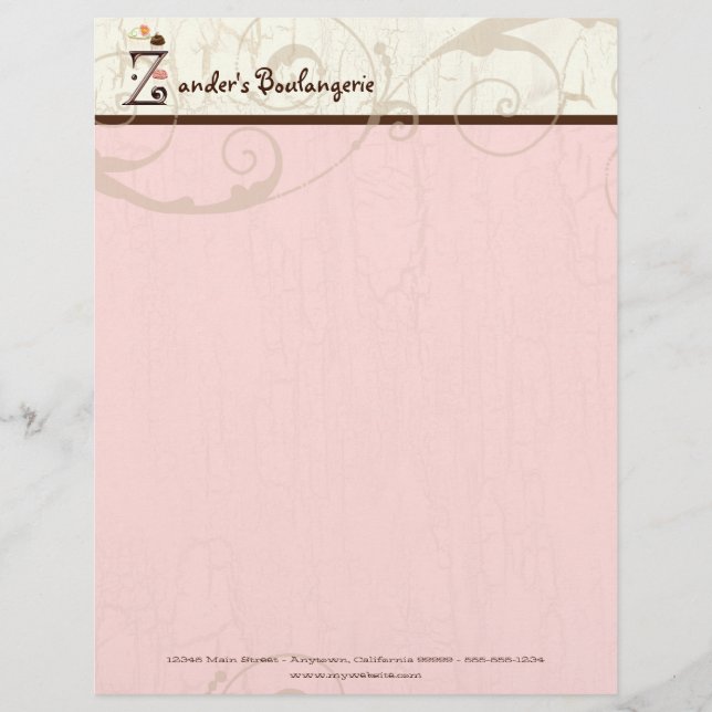 Letter Z Cupcake Business Letterhead Gepersonaliseerd Briefhoofd (Voorkant)