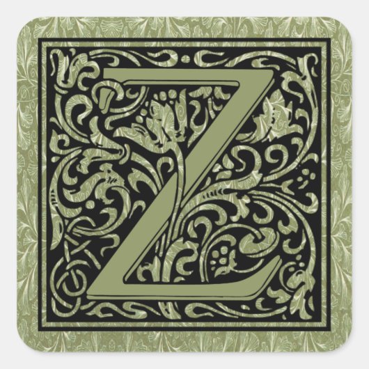 Letter Z First Letter Monogram Vierkante Sticker (Voorkant)