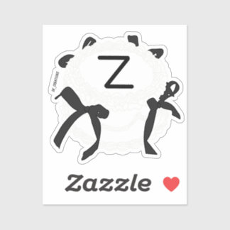 Letter Z Initiaal Zwart En Wit Strik Vintage Cake Sticker