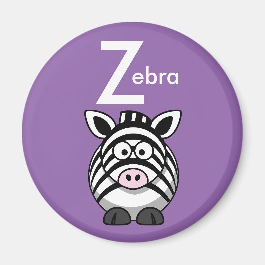 "Letter Z" is voor Zebra Children's Alphabet Magne Magneet (Voorkant)