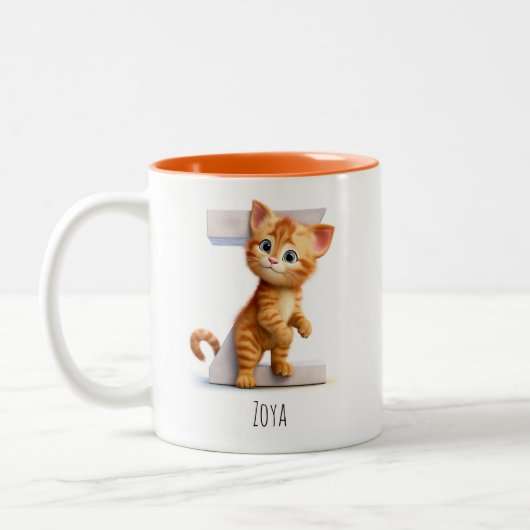 Letter Z Kat Alfabet Monogram Koffie Mok (Links)