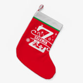 Letter Z Kerstmonogram Initiaal Naam Rood Wit Kleine Kerstsok (Voorkant (Hangend))