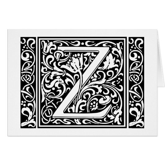 Letter Z Medieval Monogram Initiaal (Voorkant Horizontaal)