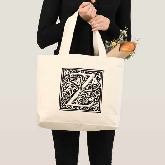 Letter Z Medieval Monogram  Initiaal Groot Grote Tote Bag (Voorkant (product))