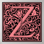 Letter Z Medieval Monogram  Initiaal Poster (Voorkant)