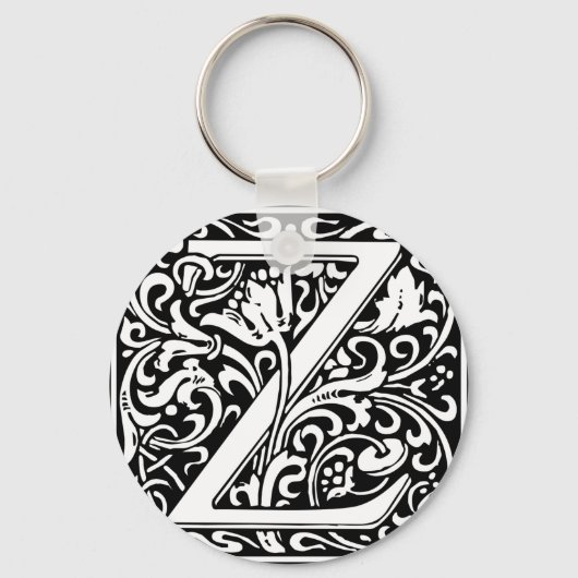Letter Z Medieval Monogram  Initiaal Sleutelhanger (Voorkant)