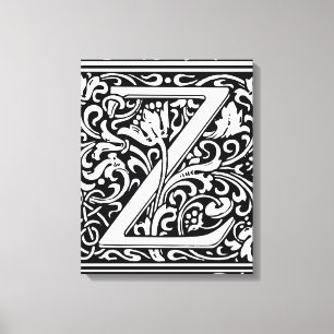 Letter Z Middeleeuwse Monogram Art Nouveau Canvas Afdruk