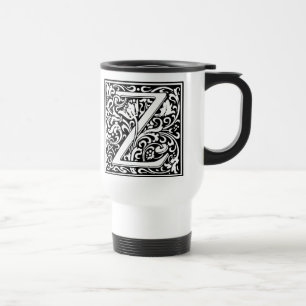 Letter Z Middeleeuwse Monogram Art Nouveau Reisbeker