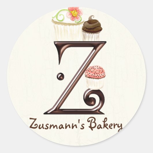 Letter Z Monogram Cupcake Logo Zakelijke Stickers (Voorkant)