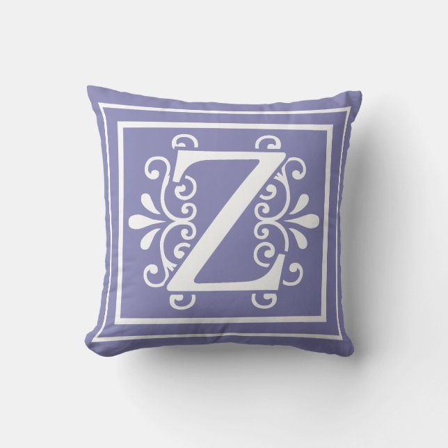 Letter Z Monogram Periwinkle Paars Kussen (Voorkant)