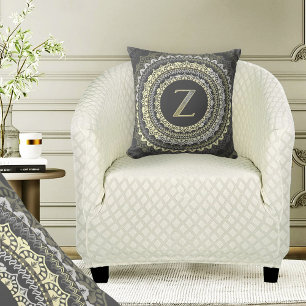 Letter Z Monogram Vintage Symmetrisch Patroon Kussen