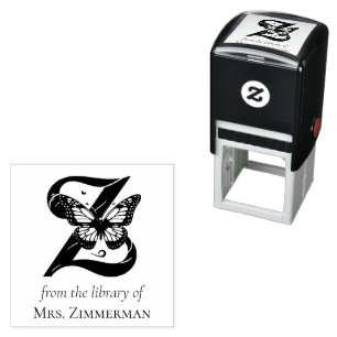 Letter Z vlindermonogram uit de bibliotheek van Zelfinktende Stempel