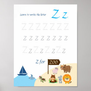 Letter Z Volgen Poster voor Kinderen