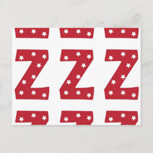Letter Z - White Stars on Dark Red Briefkaart