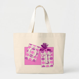 letterblokken roze paars grote tote bag