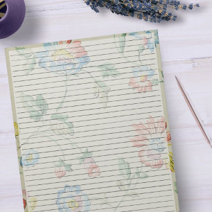 Lettergrootte 8.5 x 11 College Regel 1940s Bloemen Notitieblok