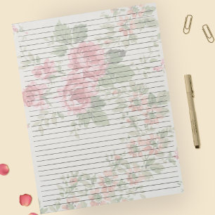 Lettergrootte 8,5 x 11 Ruled Roze rozen van het Co Notitieblok