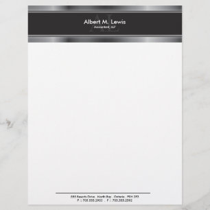 Letterhead Briefpapier - Professional Silver Metal Briefhoofd Sjabloon