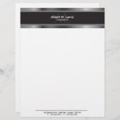 Letterhead Briefpapier - Professional Silver Metal Briefhoofd Sjabloon (Voorkant / Achterkant)