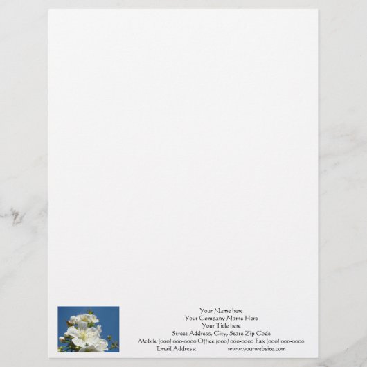 Letterhead Cherry Blossom Blue Sky aangepast Gepersonaliseerd Briefhoofd (Voorkant)