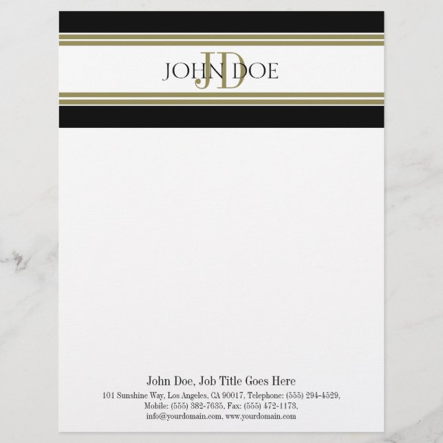 Letterhead Gold Monogram overeenkomend Visitekaart Briefhoofd (Voorkant)