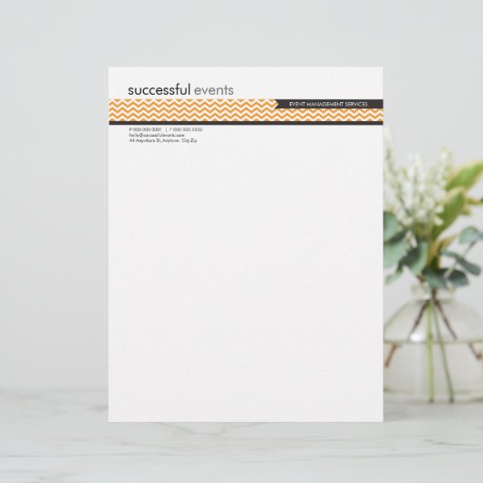LETTERHEAD trendy vet chevron streep sinaasappel Custom Briefhoofd (Staand voorkant)