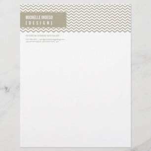 LETTERHEAD trendy vet chevron streep taupe Custom Briefhoofd