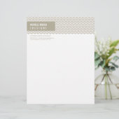 LETTERHEAD trendy vet chevron streep taupe Custom Briefhoofd (Staand voorkant)