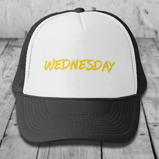 Lettering Design ‘Wednesday’ in Yellow Trucker Pet