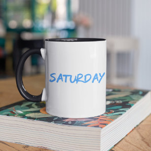 Lettering Design ‘zaterdag’ in hemelsblauw Mok
