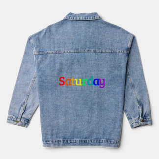 Lettering Design ‘zaterdag’ in regenboogkleuren Denim Jacket