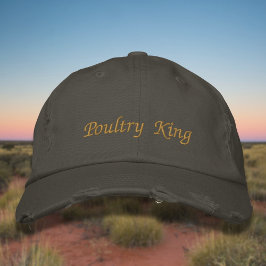 Lettering Poultry King in chicken brown Geborduurde Pet