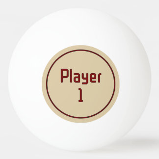 Lettering Speler 1 in Diep Rood op Beige Pingpongballen