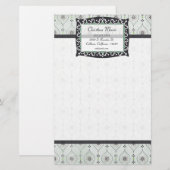 Letterkop briefpapier blauw bloemenpatroon (Voorkant / Achterkant)