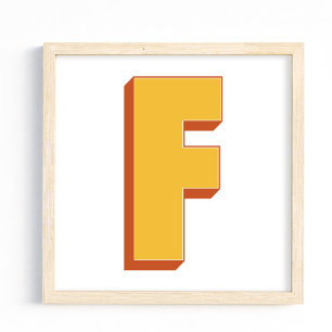 Letterkunstposter, F-monogram, Vetgedrukte initiaa Poster