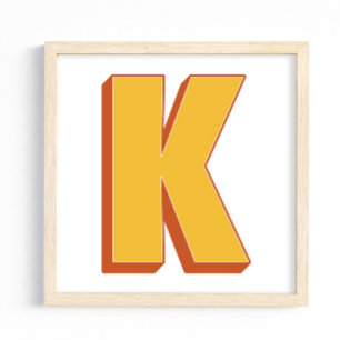 Letterkunstposter, K-monogram, hoofdlettertype Ini Poster
