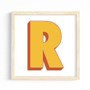 Letterkunstposter, R-monogram, vetgedrukte initiaa Poster