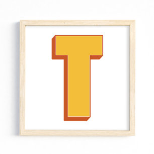 Letterkunstposter, T-monogram, Vette initiële lett Poster