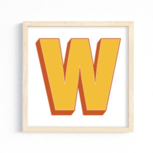Letterkunstposter, W-monogram, vetgedrukte initiaa Poster