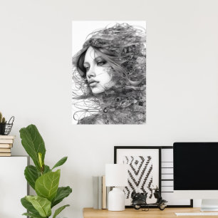 Letterlijke kunsttekenvleugel poster