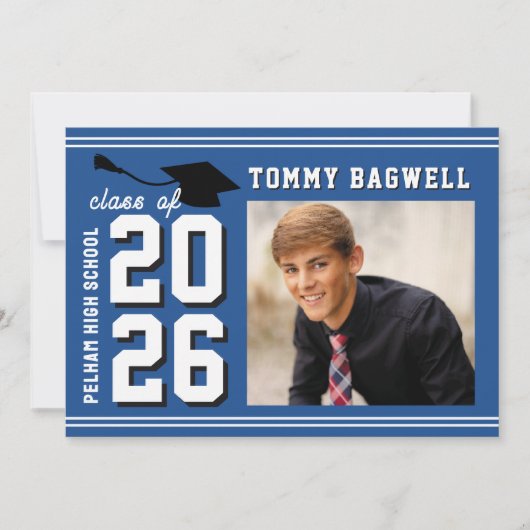 LETTERMAN GRAD BLUE Announcement & Invitation (Devant)