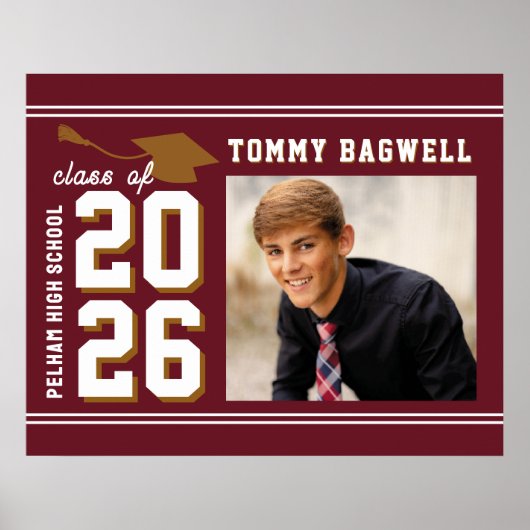 LETTERMAN GRAD school colors MAROON Poster (Voorkant)