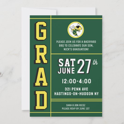 LETTERMAN GRAD YELLOW Announcement & Invitation (Dos)